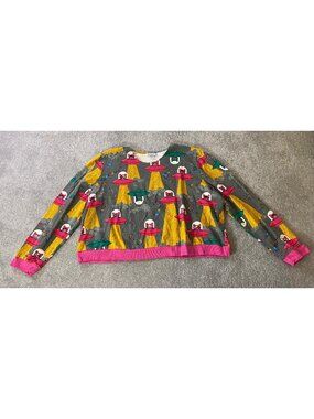 Blue Platypus Womens Space Cat UFO Sweatshirt Cotton Blend 4X